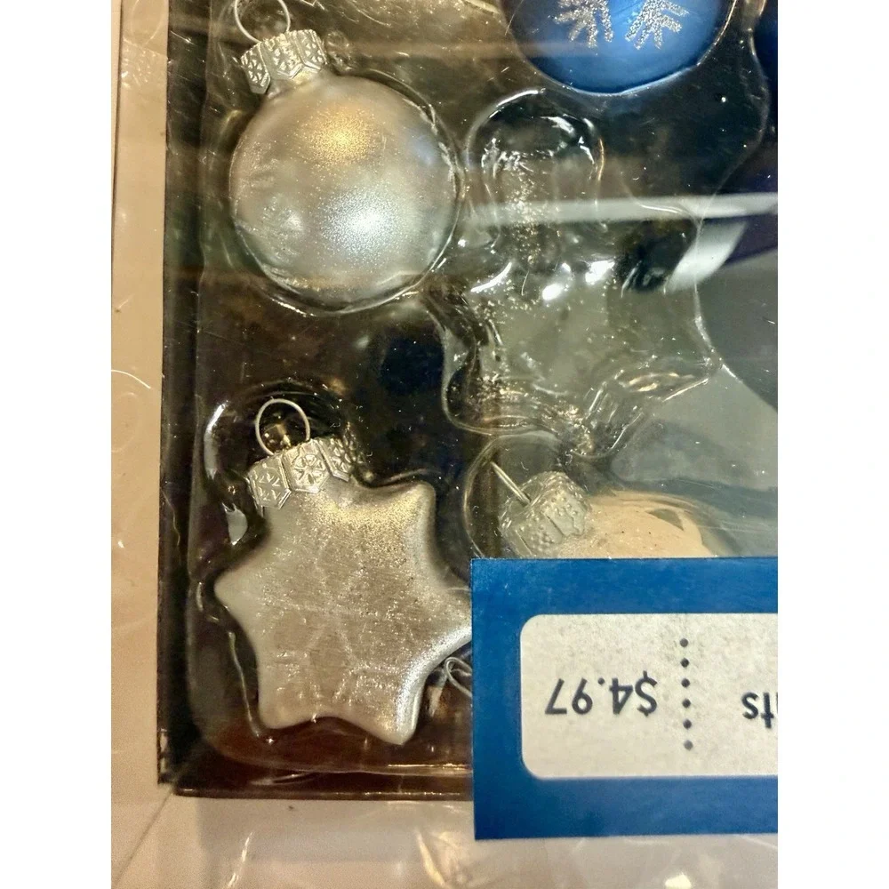 Glass Christmas Ornaments Lot of 3 Boxes Blue Silver Gold Vintage Holiday Time